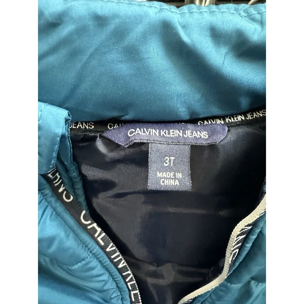 Calvin Klein Jeans Puffer Vest Boys 3T Black BlueOutdoors  Logo Kids Coat (0020)